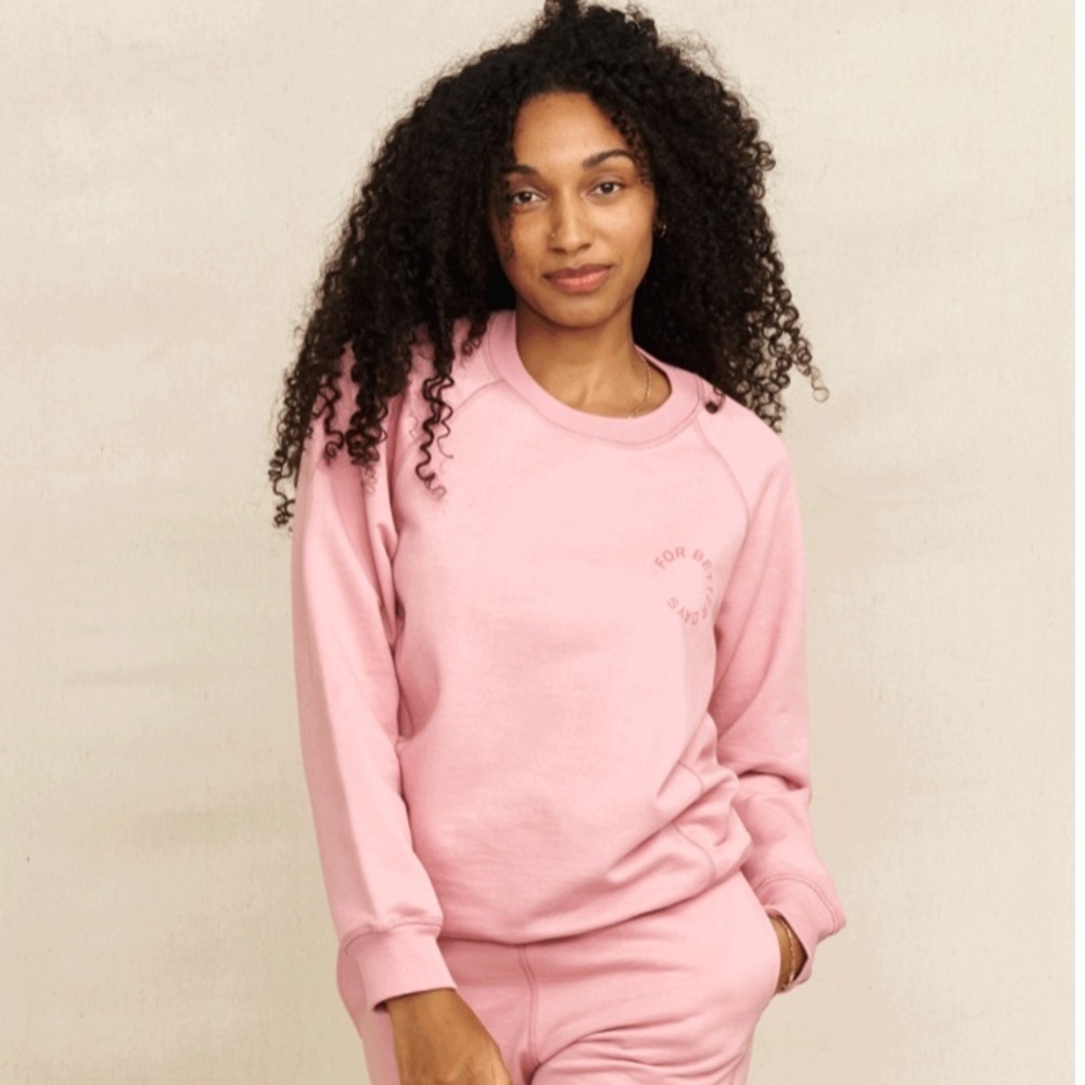 For Days Even Better Crewneck Graphic Sweatshirt Pink peachy Sz M Raglan Sleeve